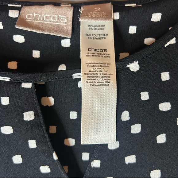 Chico’s Black White Polka Dot Shift Dress Size 2 XL 16 3/4 Sleeve - Picture 9 of 12